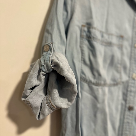7 for all mankind Women’s Med. Chambray Shirt Button Down Casual Lagenlook Blue. - Picture 9 of 12